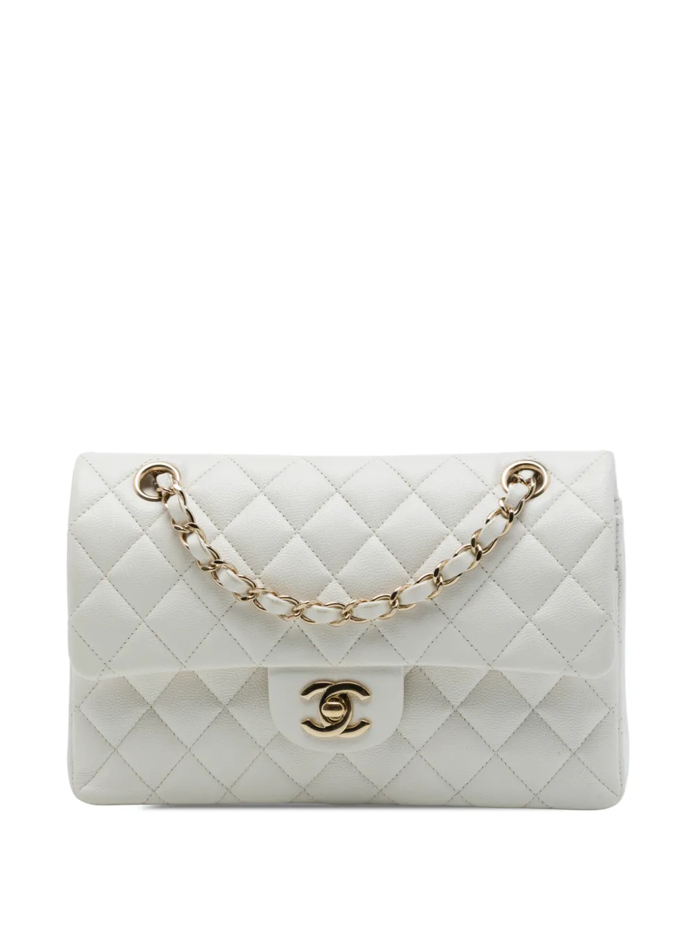 CHANEL Pre-Owned 2020 Small Classic Caviar Double Flap shoulder bag - Bianco