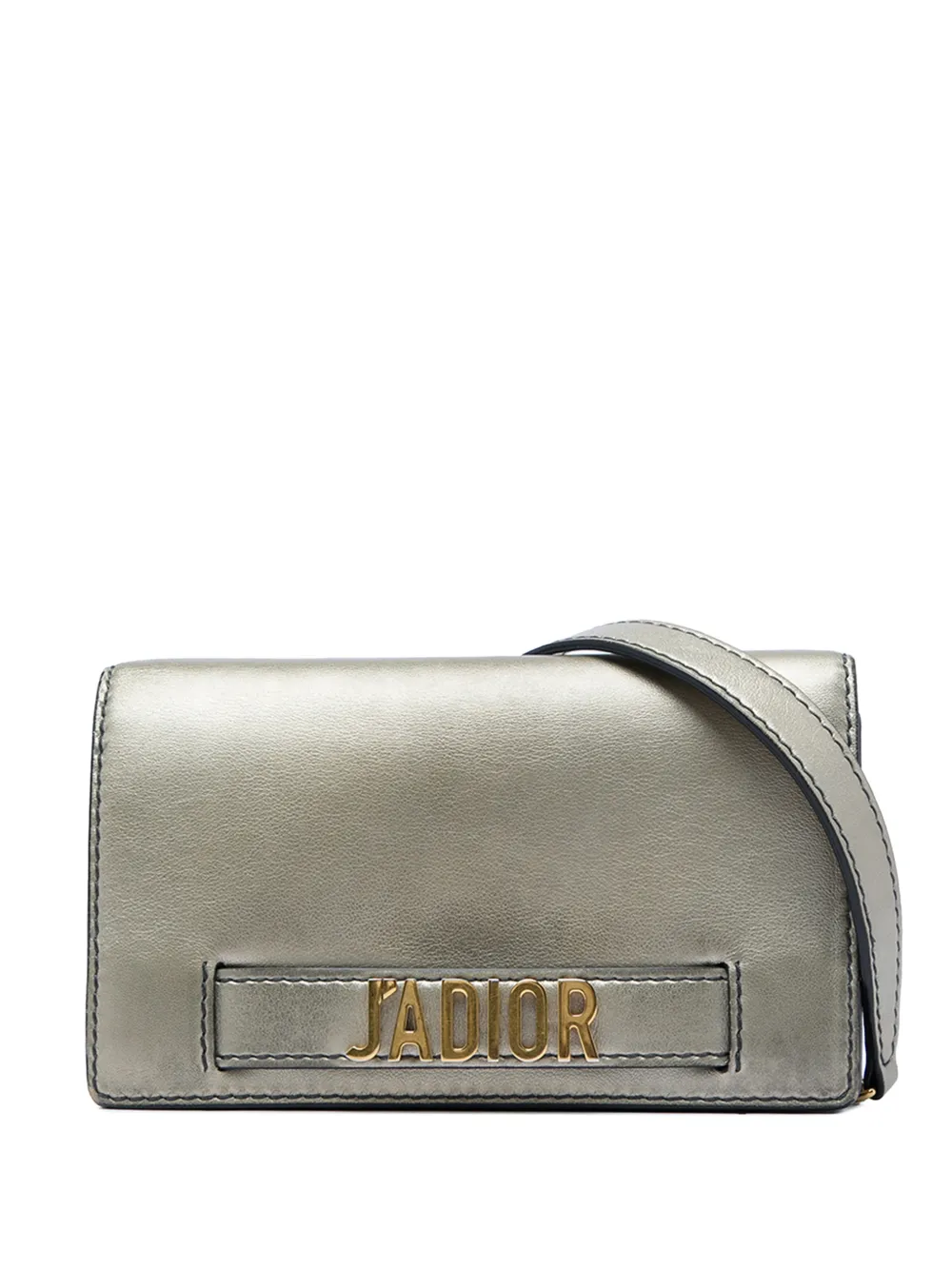 Christian Dior Pre-Owned pochette Jadior en cuir de veau métallisé à bride en chaîne (2017) - Argent