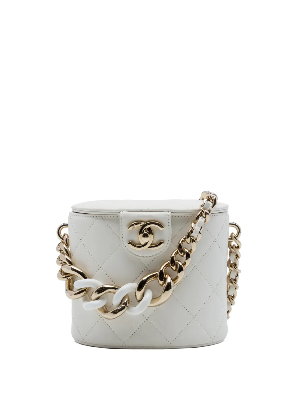 CHANEL Pre-Owned 2019 CC Lambskin Elegant Chain Vanity Case crossbody bag - Bianco