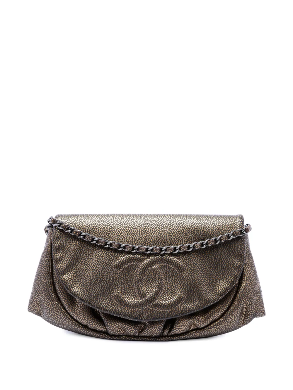 CHANEL Pre-Owned 2012-2013 CC Metallic Caviar Half Moon Wallet on Chain crossbody bag - Oro