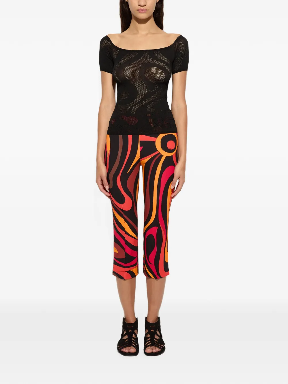 PUCCI Capri broek met Marmo-print Zwart