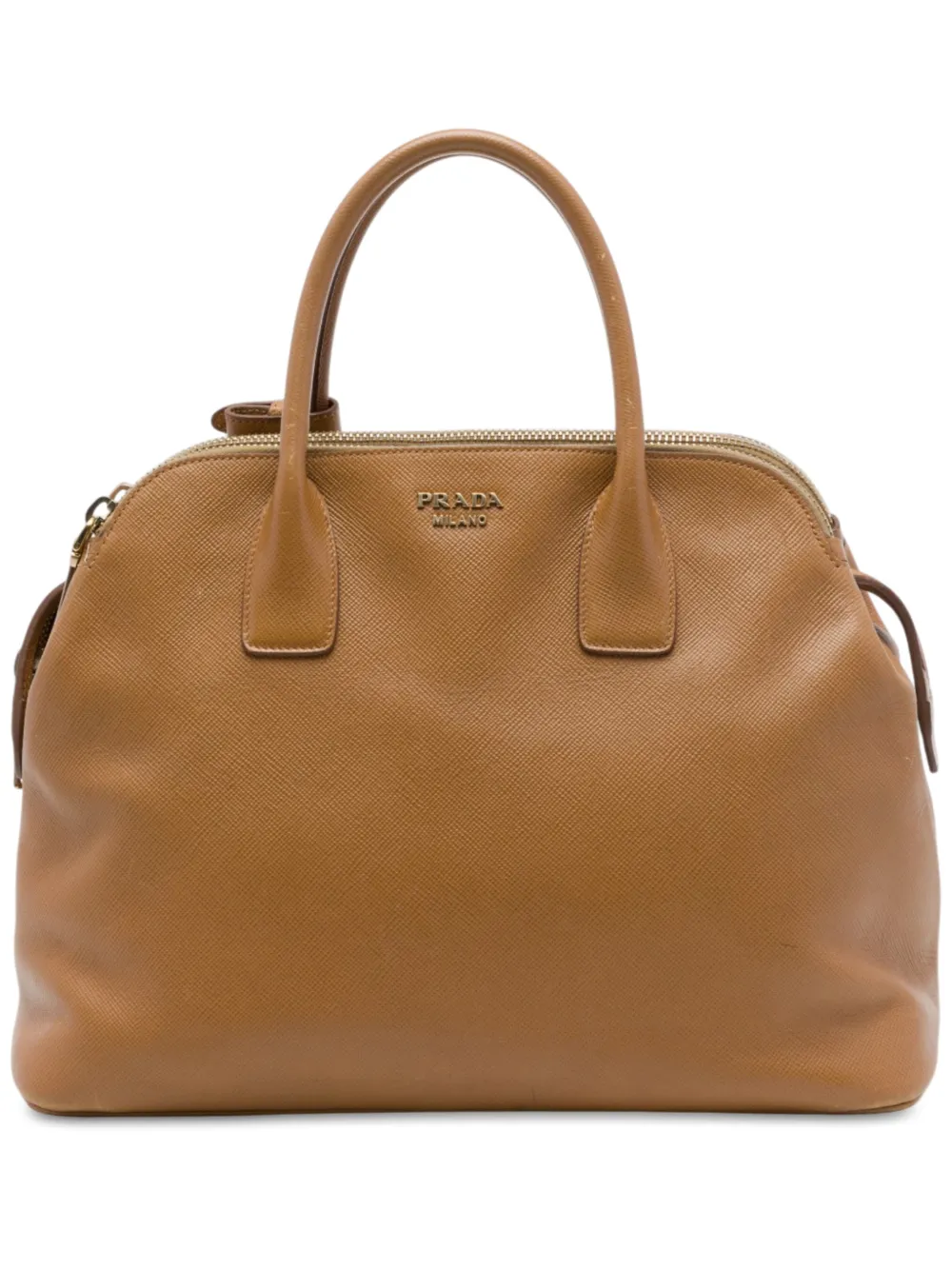 Prada Pre-Owned 2013-2016 Saffiano Triple Zip Dome Tote handbag - Marrone