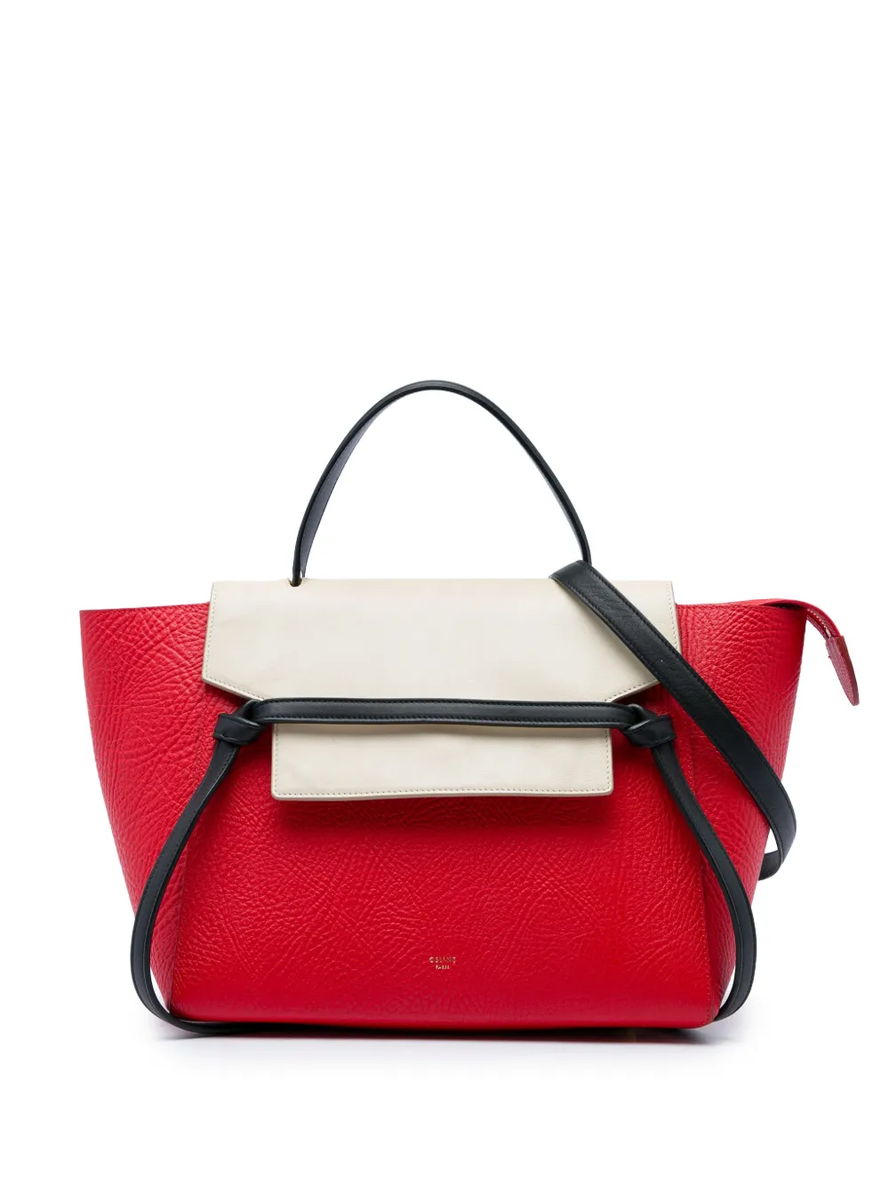 Celine Pre-Owned 2015 Mini Tricolor Grained Calfskin Belt Bag satchel - Rosso