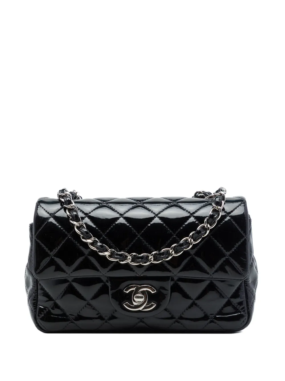 CHANEL Pre-Owned 2014 Mini Rectangular Classic Patent Single Flap crossbody bag - Nero
