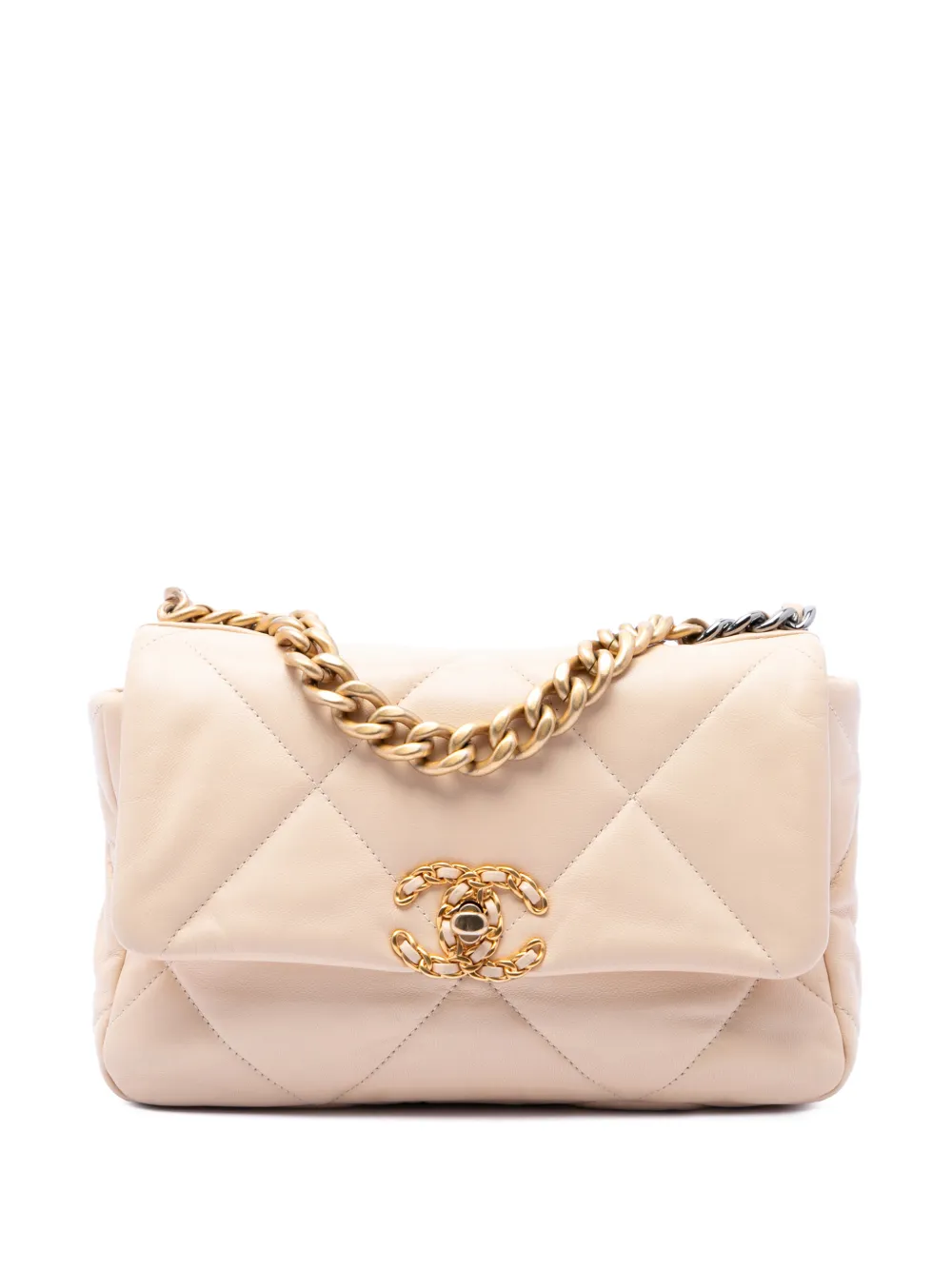 CHANEL Pre-Owned 2019 Medium Lambskin 19 Flap satchel - Marrone
