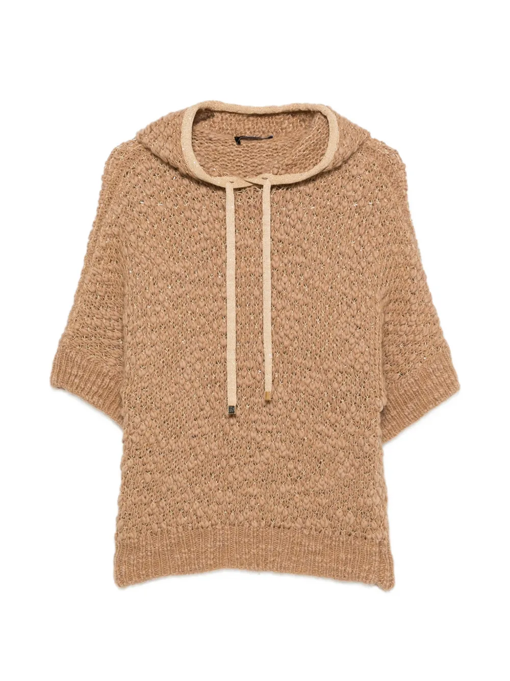 Fabiana Filippi open-knit short-sleeve hooded sweater - Brown