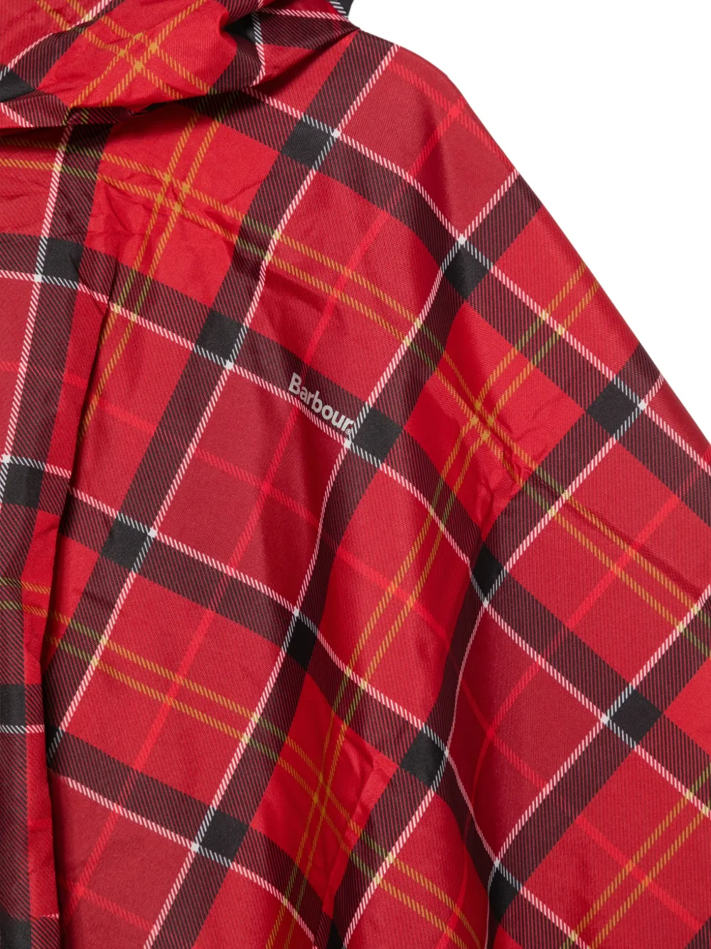 Barbour Poncho met capuchon en tartan-ruit Rood