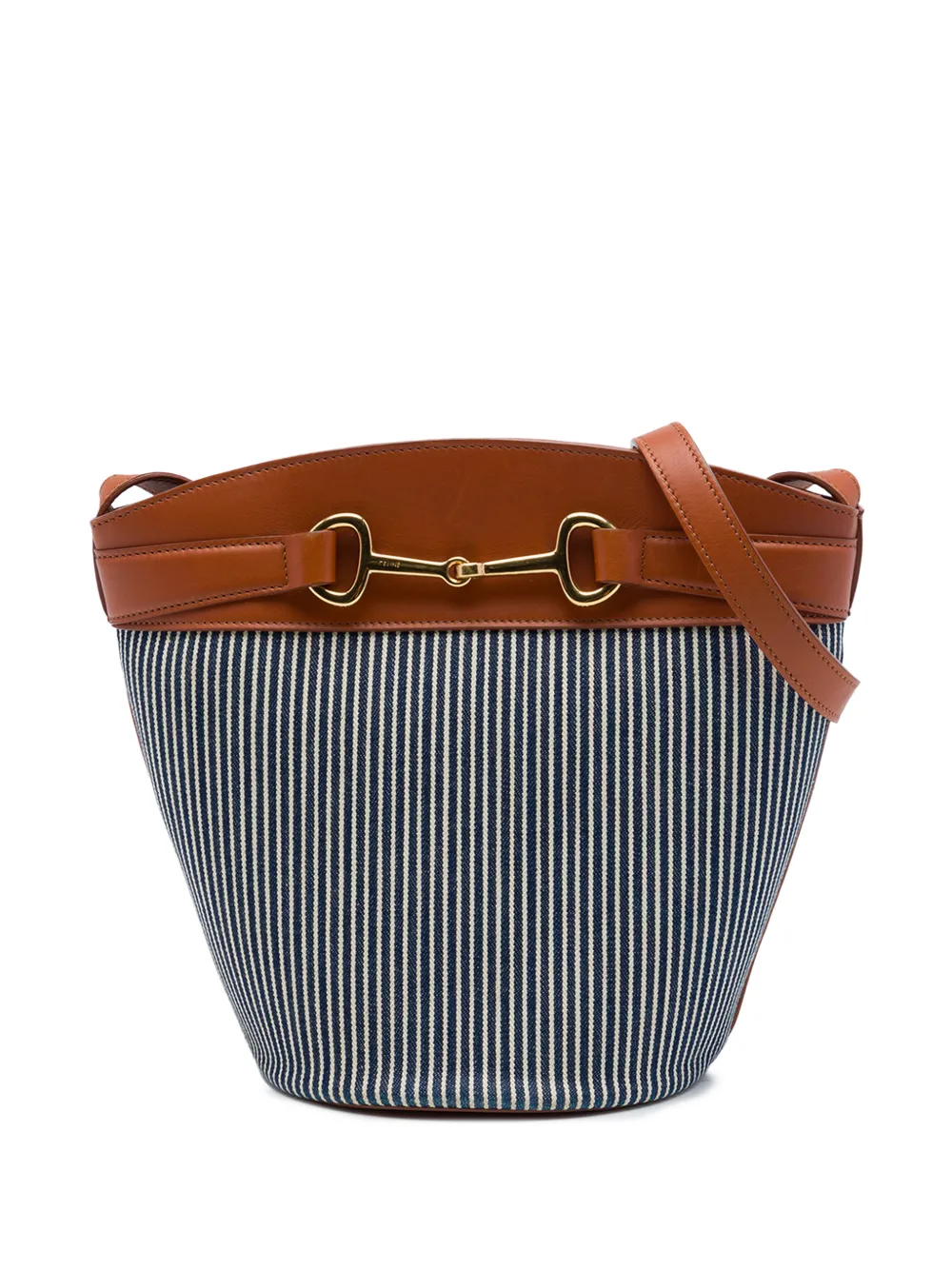 Celine Pre-Owned 2019 Striped Canvas Crecy Bucket Bag crossbody bag - Blue
