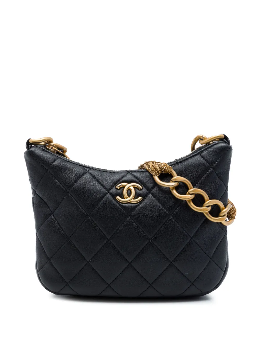 CHANEL Pre-Owned 2021-2026 Paris Dakar Quilted Lambskin Mixed Chain hobo bag in Black