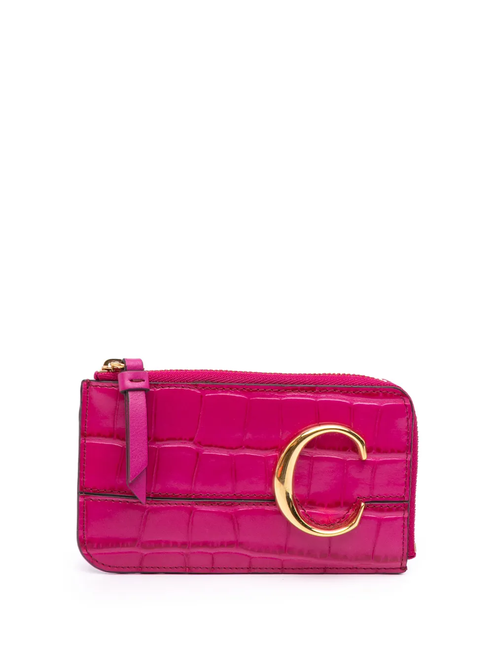Chloé Pre-Owned 2010-2026 C Kartenetui aus Leder mit Kroko-Effekt - Rosa