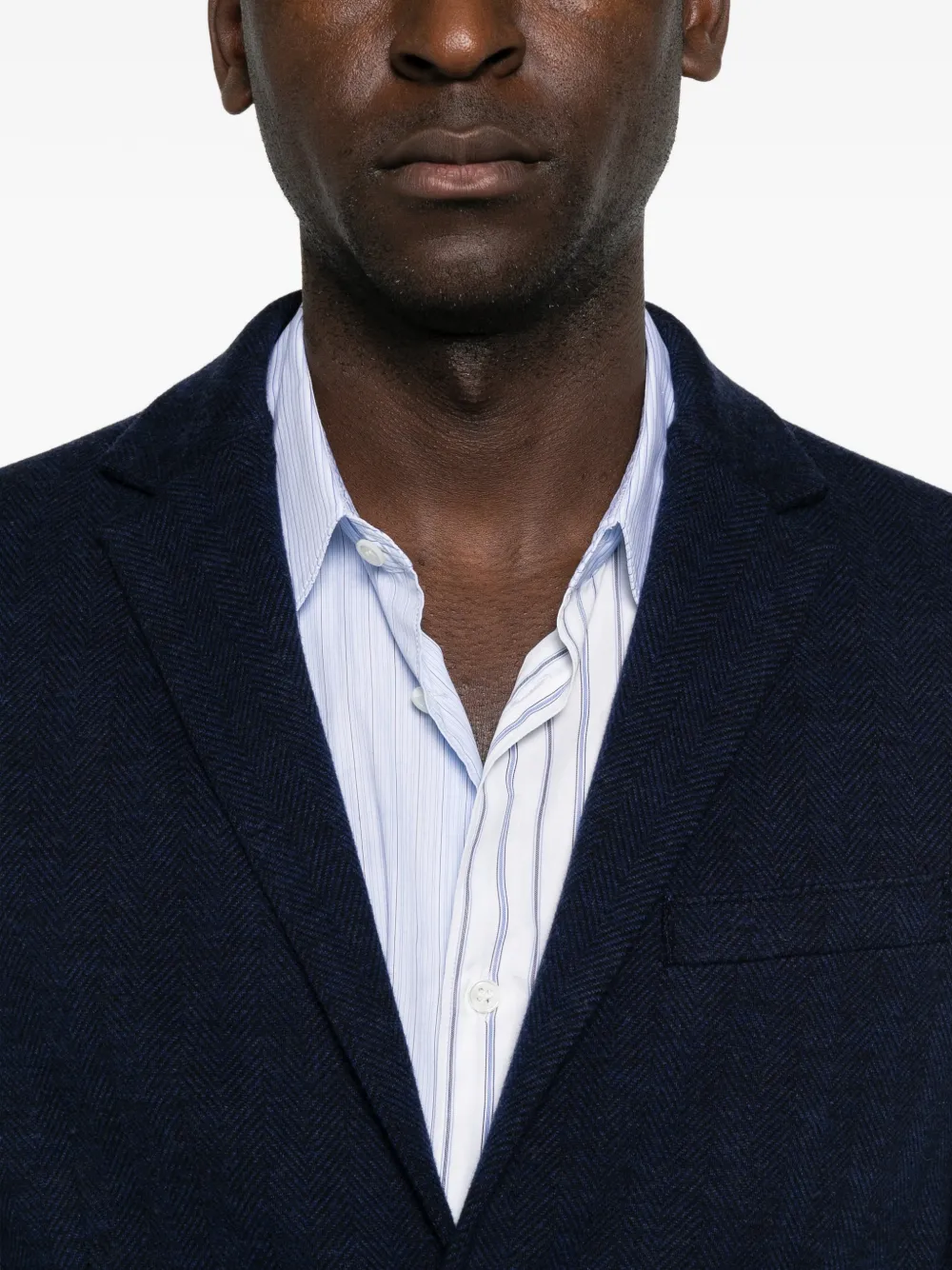 Harris Wharf London Gebreide blazer met visgraat-patroon Blauw