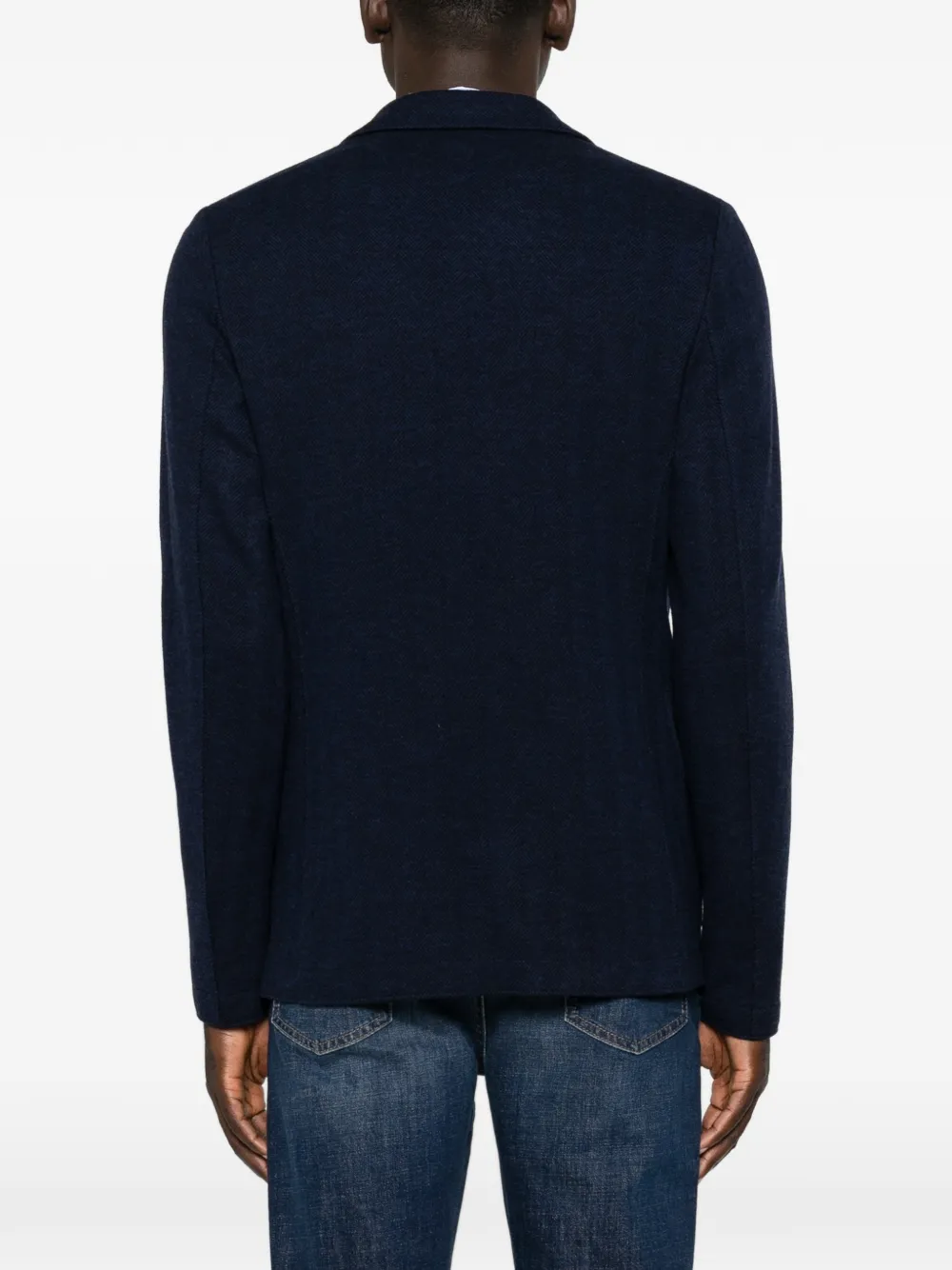 Harris Wharf London Gebreide blazer met visgraat-patroon Blauw