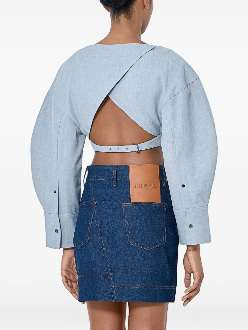 Jacquemus The Casaco cropped top met open achterkant Grijs