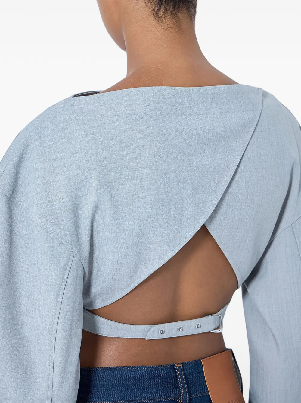 Jacquemus The Casaco cropped top met open achterkant Grijs