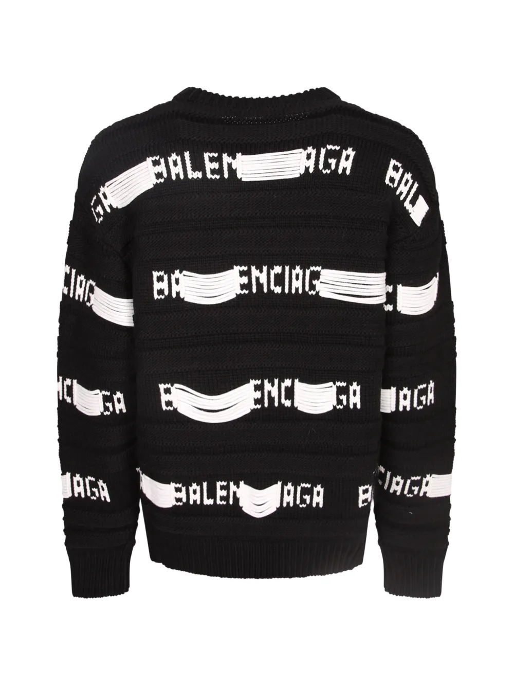 Balenciaga Trui met gerafeld effect en logo-intarsia Zwart