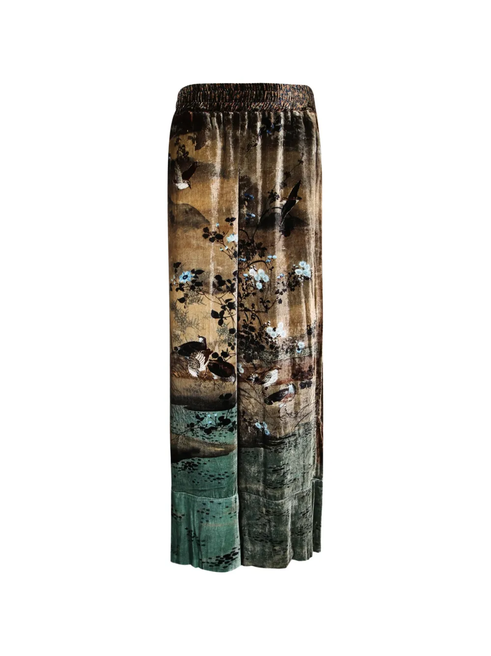 Pierre-Louis Mascia floral-print velvet palazzo pants - Tons neutres Pierre-Louis Mascia floral-print velvet palazzo pants - Tons neutres