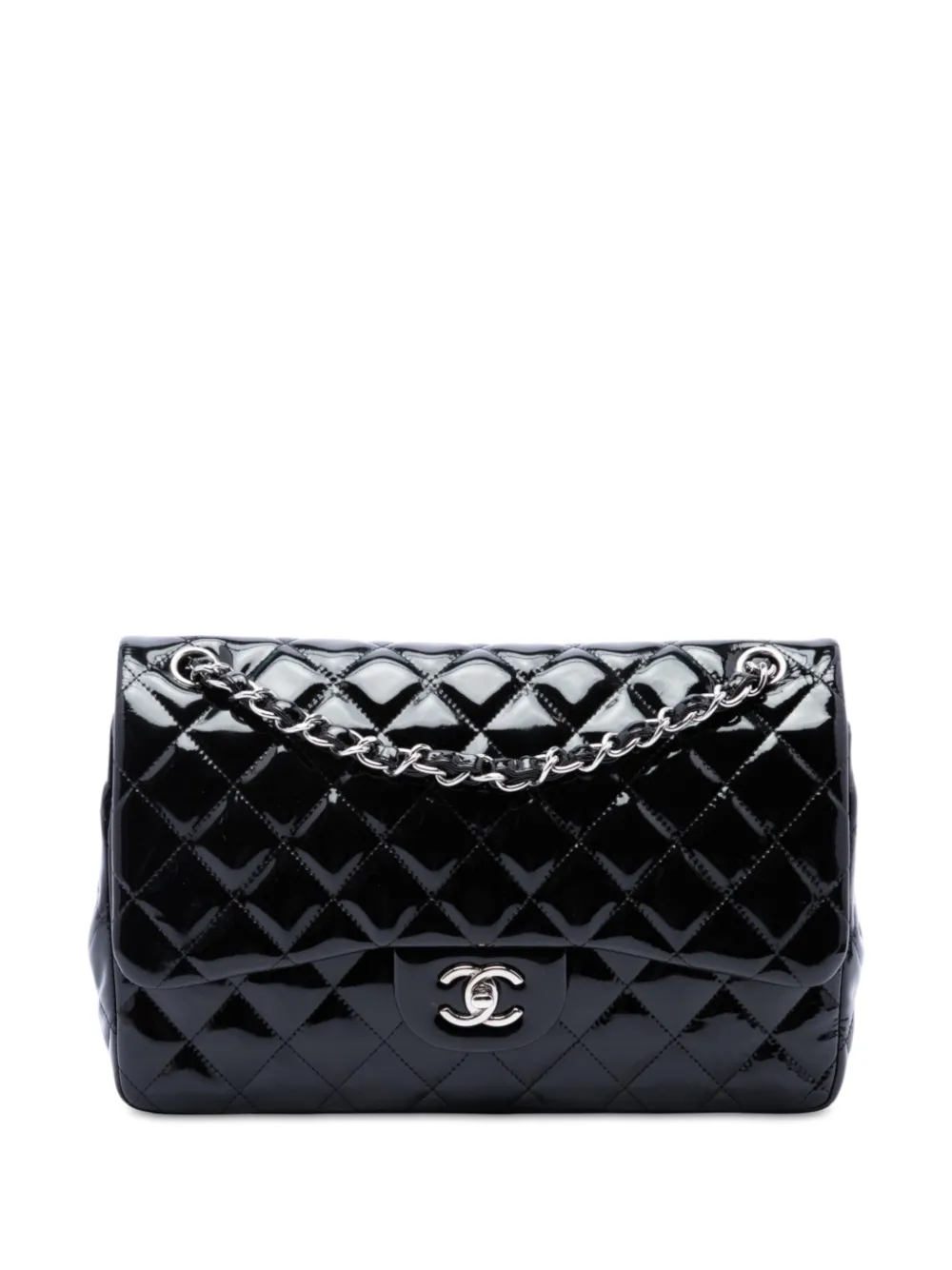 CHANEL Pre-Owned 2011 Jumbo Classic Patent Double Flap shoulder bag - Black