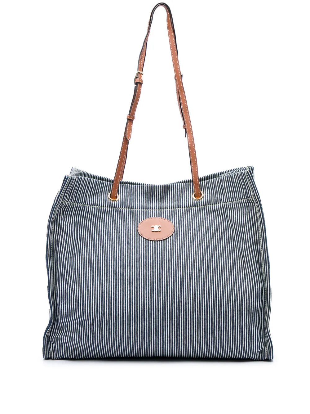 Celine Pre-Owned 2019 gestreifter Cabas-Tote Bag aus Textil und Kalbsleder - Blau
