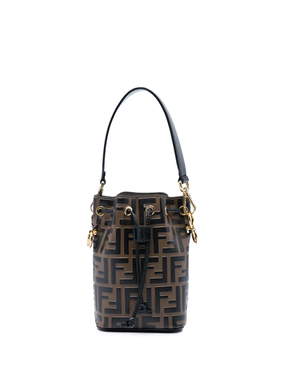 Fendi Pre-Owned 2010-2026 mini FF 1974 Mon Tresor Beuteltasche aus Leder mit Prägung - Braun