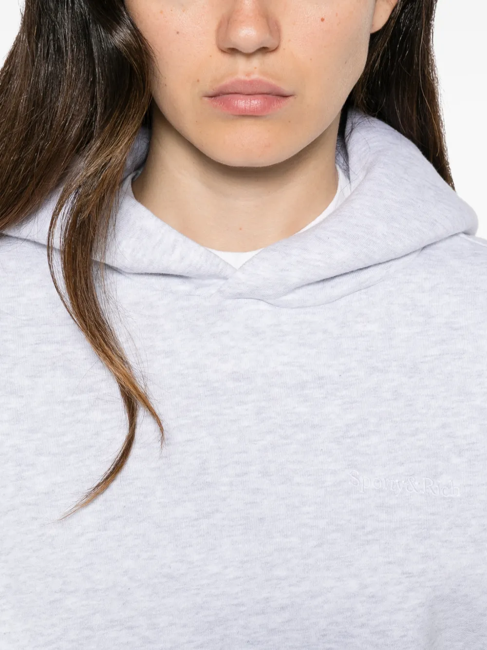 Sporty & Rich Hoodie met geborduurd logo Grijs