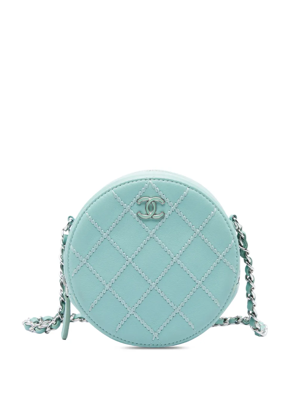 CHANEL Pre-Owned 2019 Quilted Lambskin Ultimate Stitch Round Clutch With Chain crossbody bag - Blu