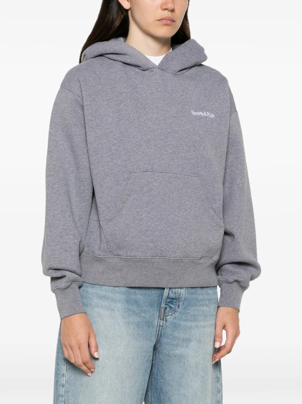 Sporty & Rich Hoodie met geborduurd logo Grijs
