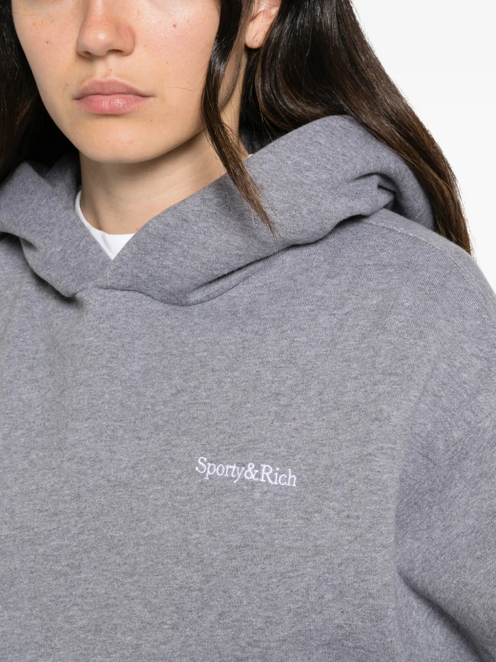 Sporty & Rich Hoodie met geborduurd logo Grijs