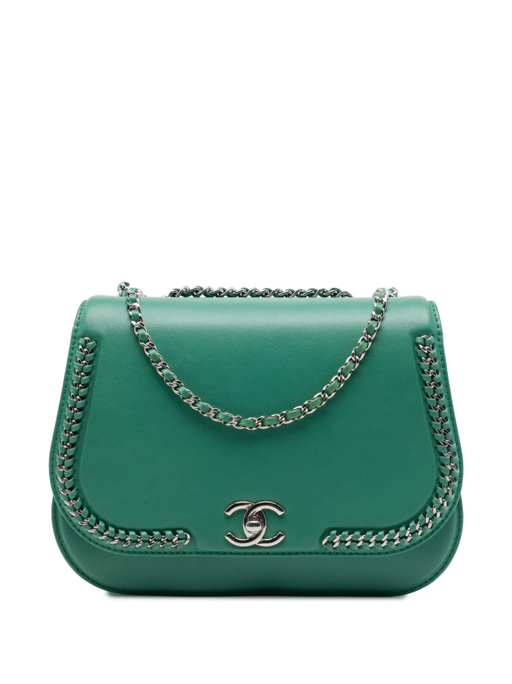 CHANEL Pre-Owned 2016-2017 Medium Calfskin Braided Chic Flap shoulder bag - Verde