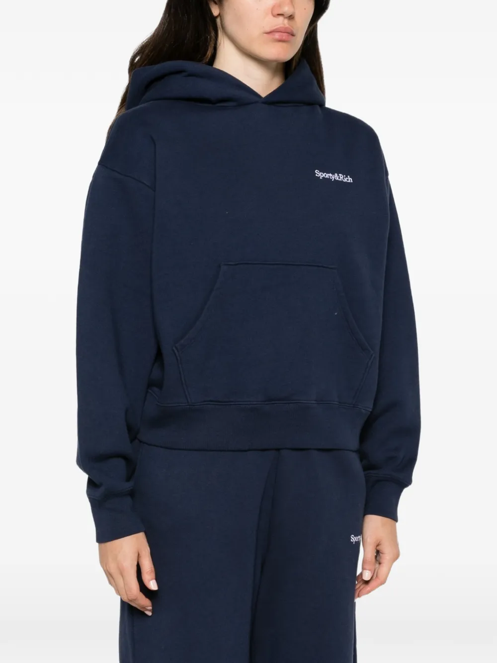 Sporty & Rich Hoodie met geborduurd logo Blauw