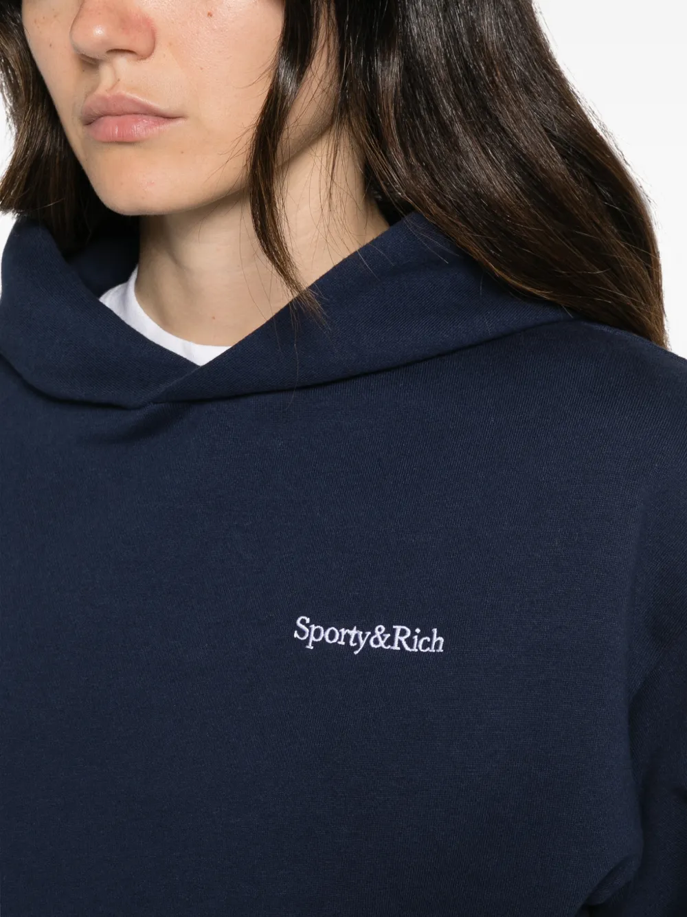 Sporty & Rich Hoodie met geborduurd logo Blauw