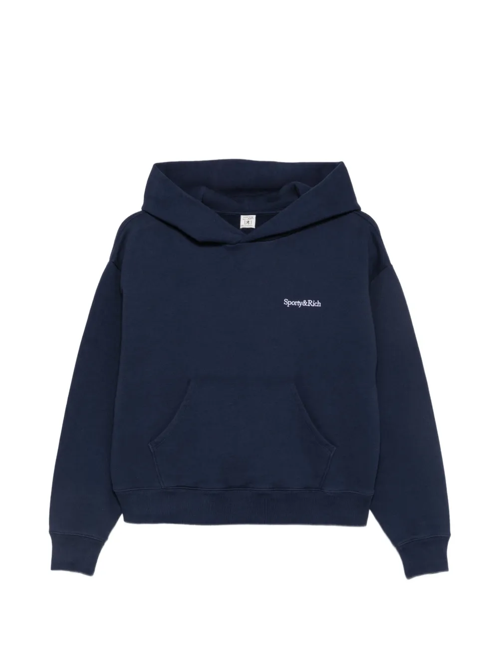 Sporty & Rich logo-embroidered pouch-pocket hoodie - Blue