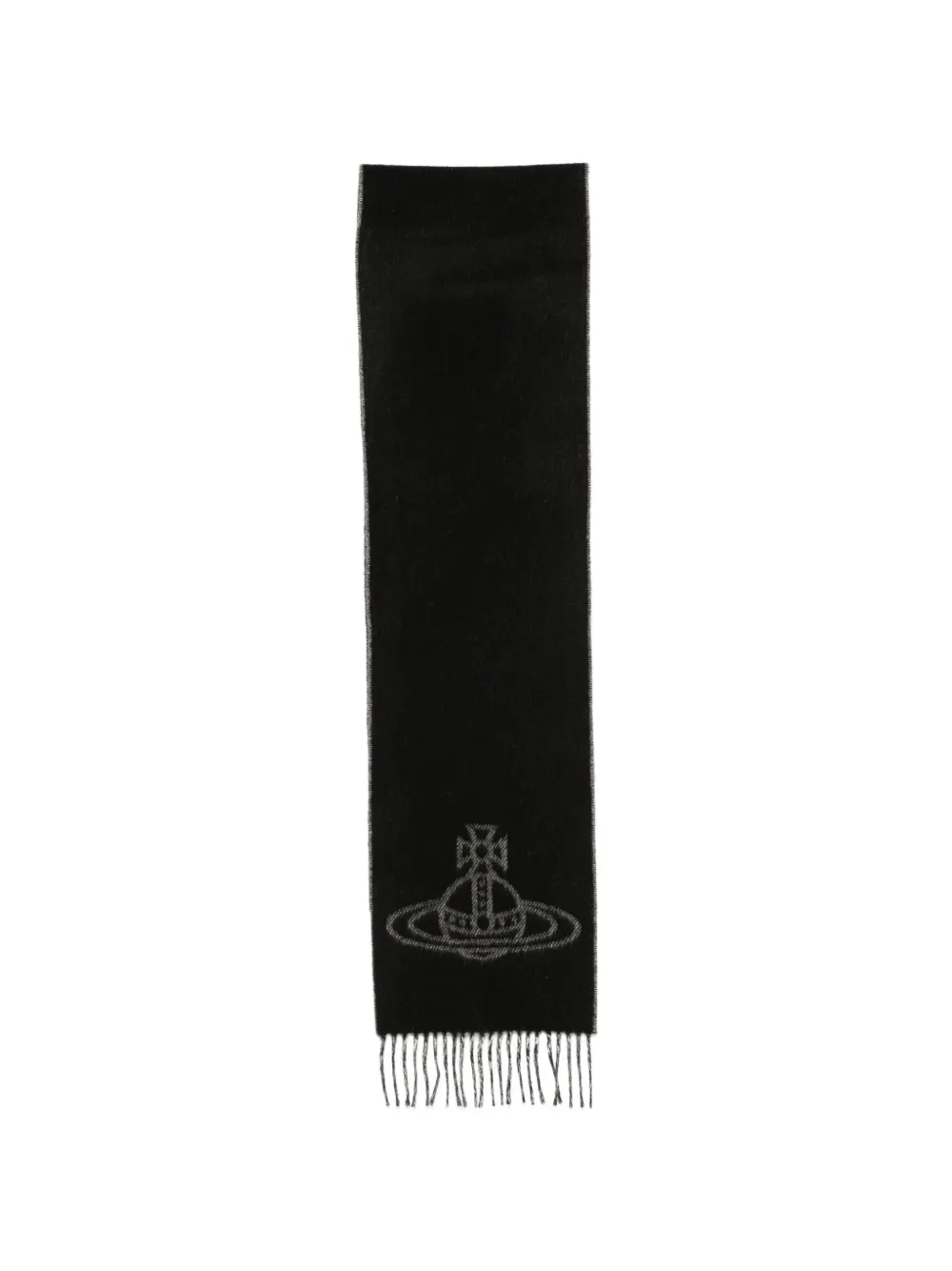 Vivienne Westwood Orb-embroidered fringed scarf - Nero