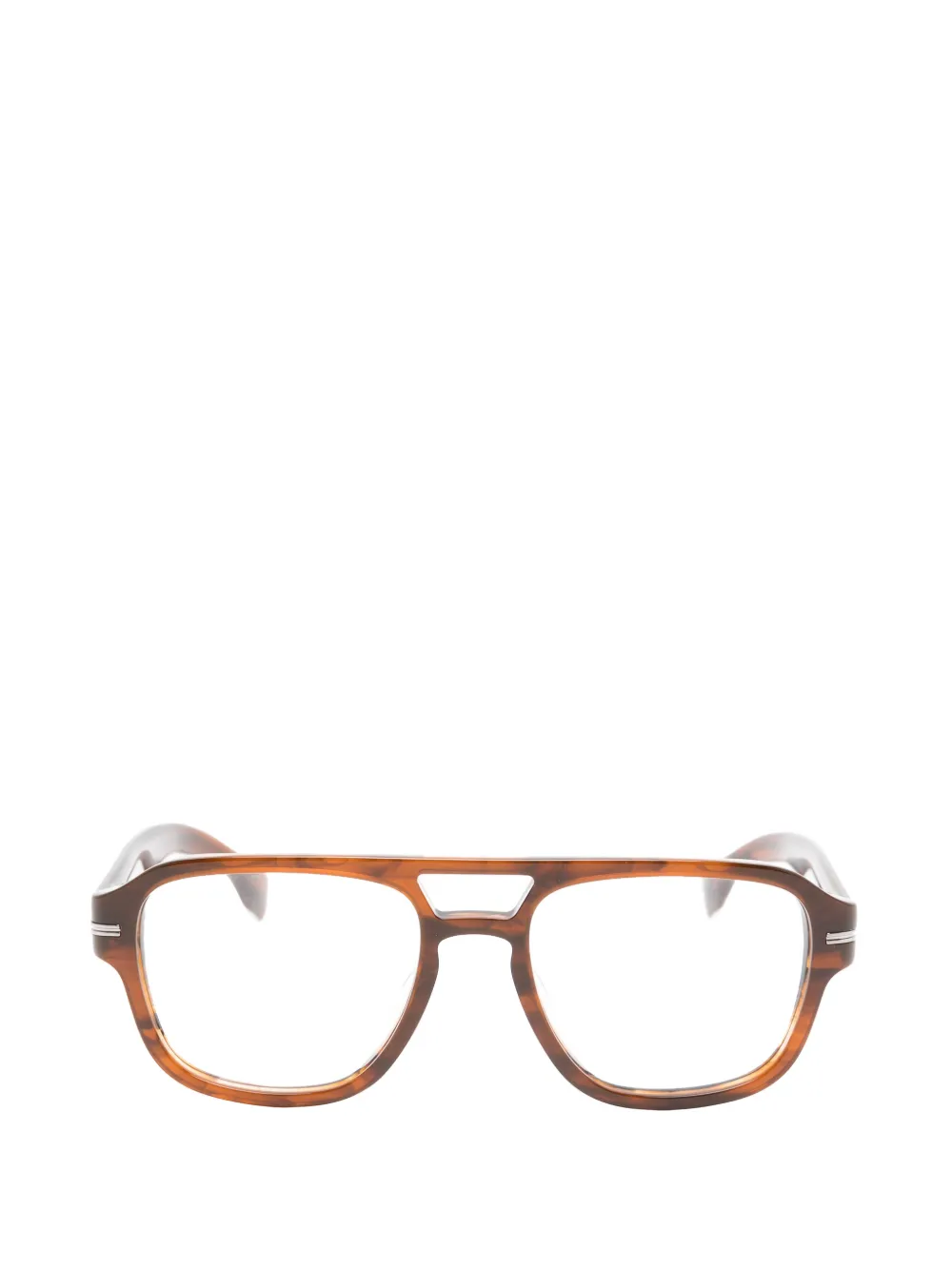 Hugo Boss Tortoiseshell-effect Double-bridge Glasses In Brown