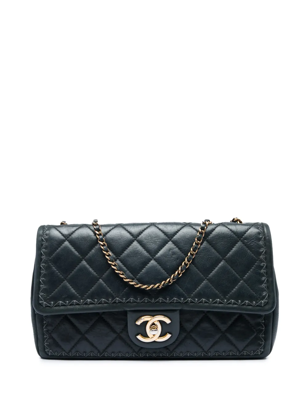CHANEL Pre-Owned 2015-2016 CC Quilted Iridescent Calfskin Whipstitch Single Flap shoulder bag - Black