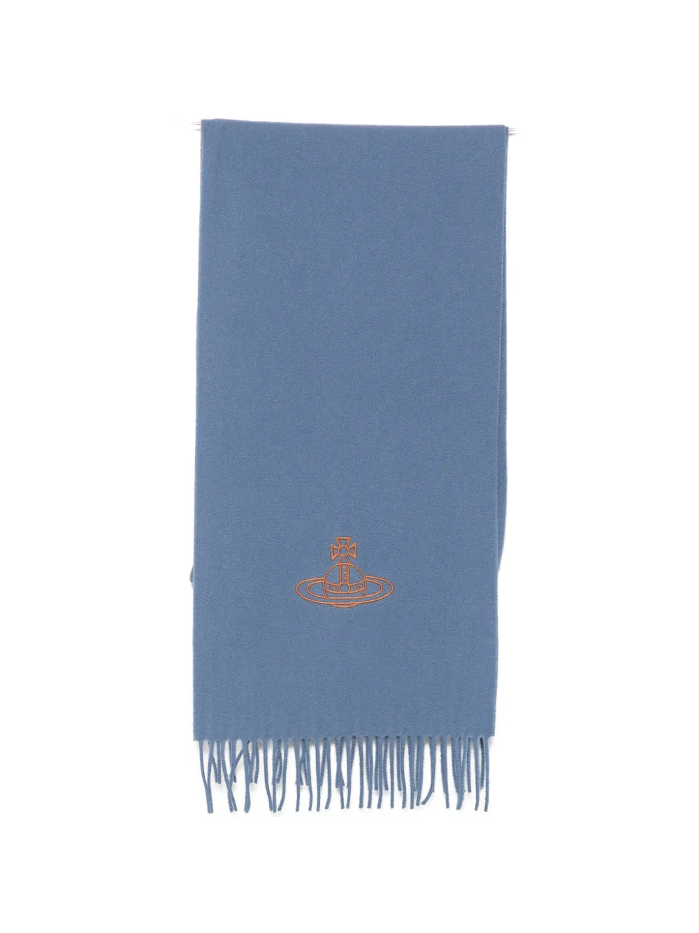 Vivienne Westwood Orb-embroidered fringed scarf - Blu