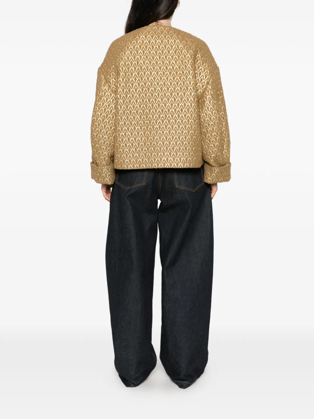 Alberto Biani geometric-jacquard metallic-thread jacket Goud