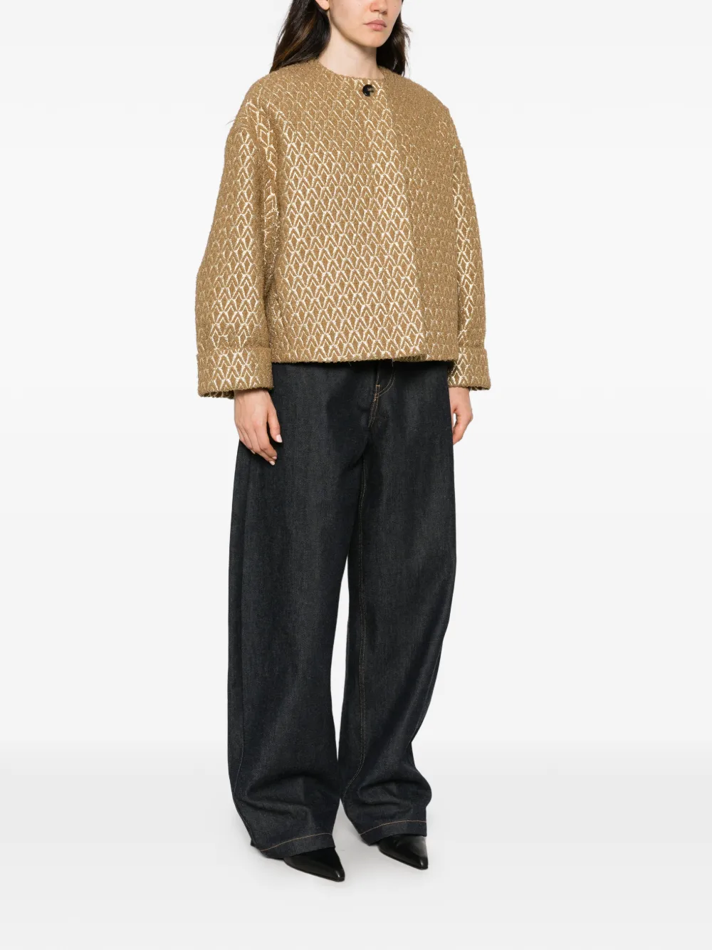 Alberto Biani geometric-jacquard metallic-thread jacket Goud