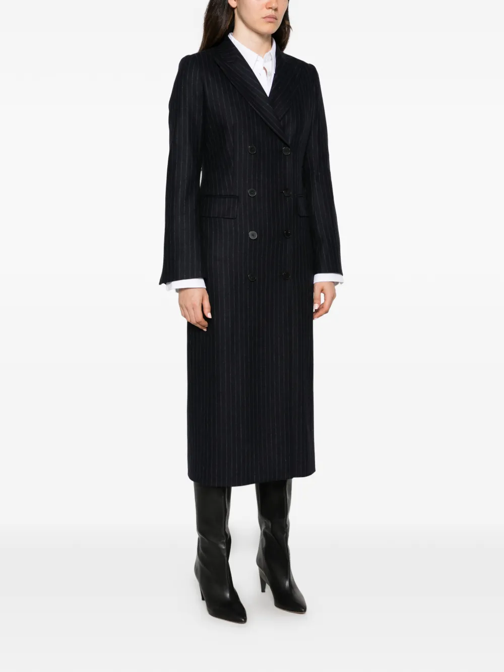Alberto Biani pinstripe double-breasted coat Blauw