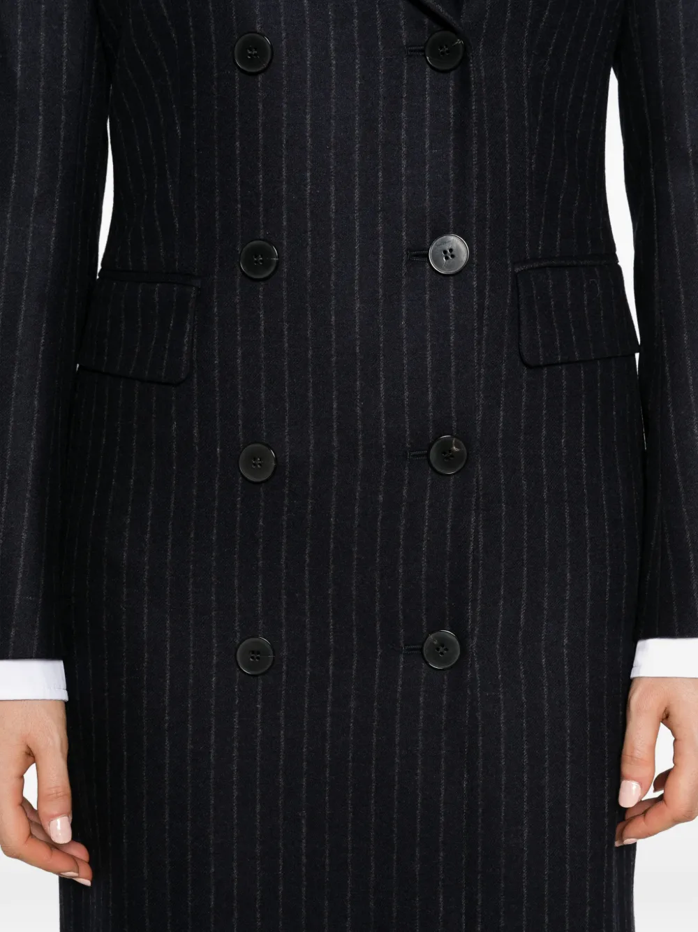 Alberto Biani pinstripe double-breasted coat Blauw