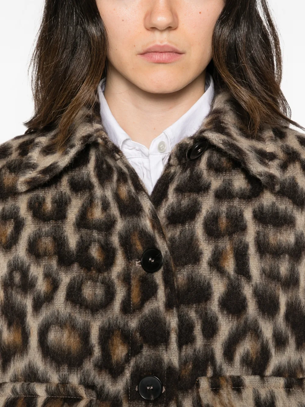Alberto Biani leopard-print wool jacket Beige