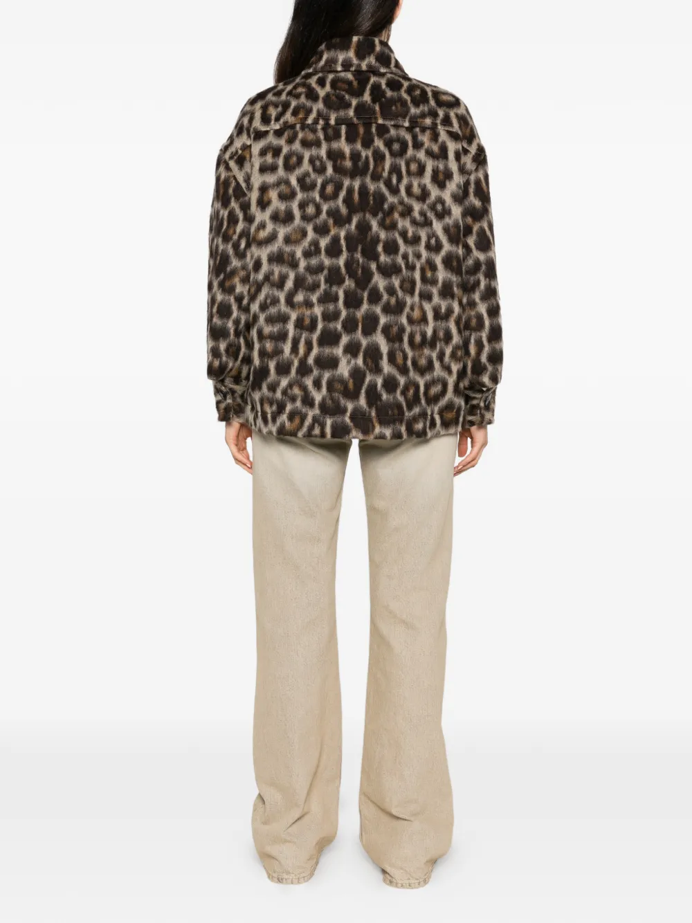Alberto Biani leopard-print wool jacket Beige