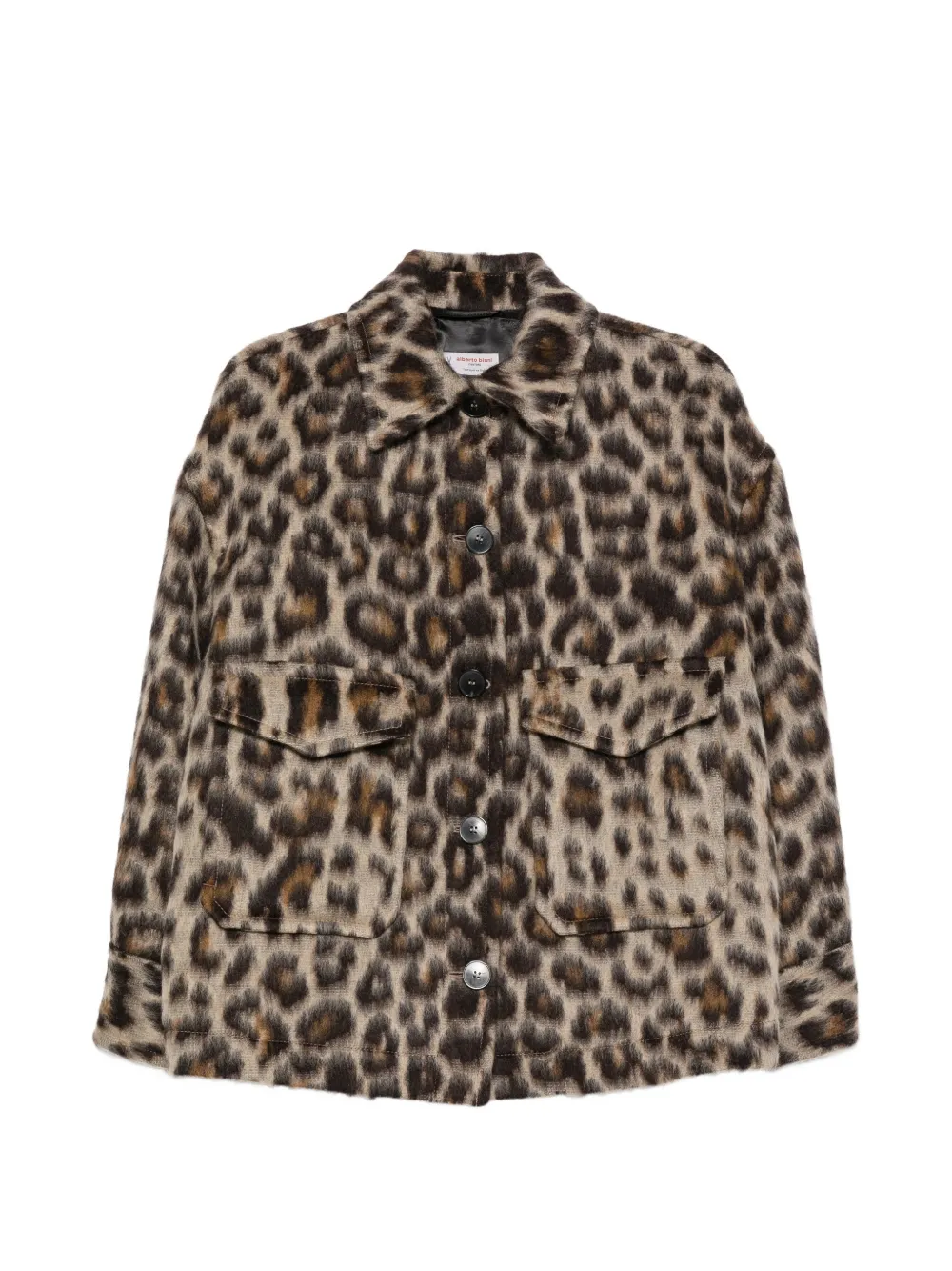 Alberto Biani leopard-print wool jacket Beige
