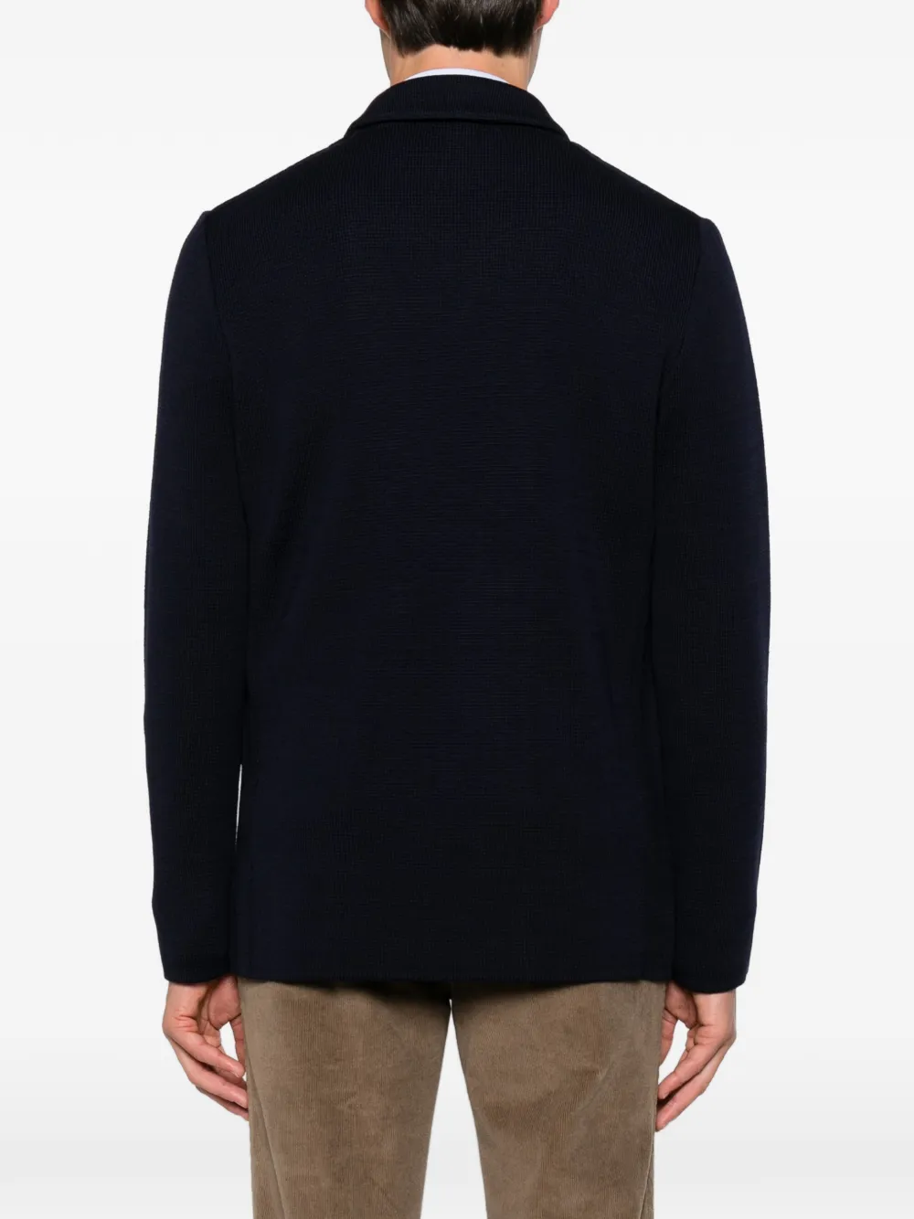 Lardini double-breasted knit blazer Blauw