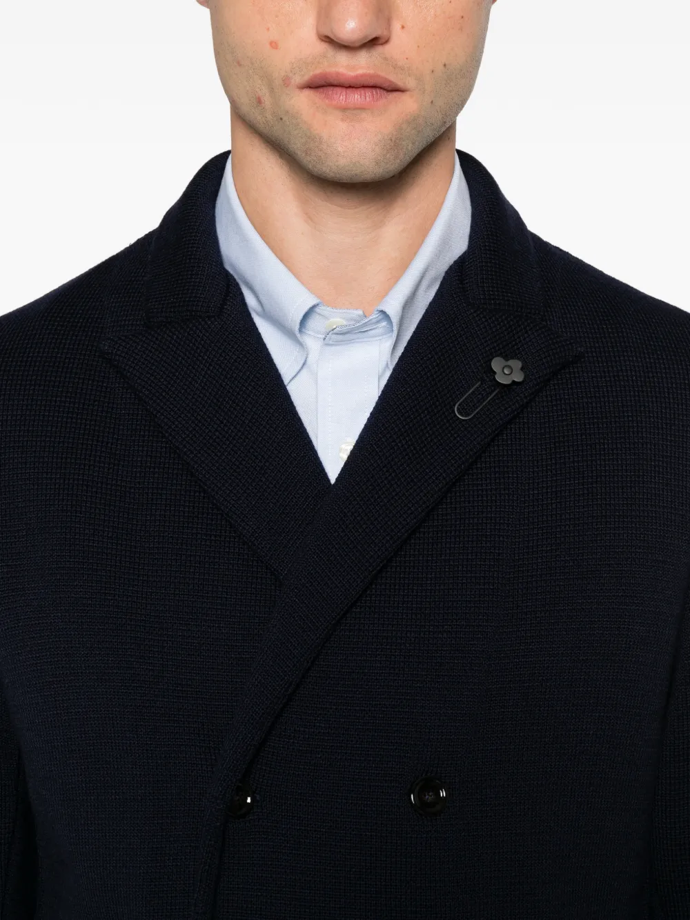 Lardini double-breasted knit blazer Blauw