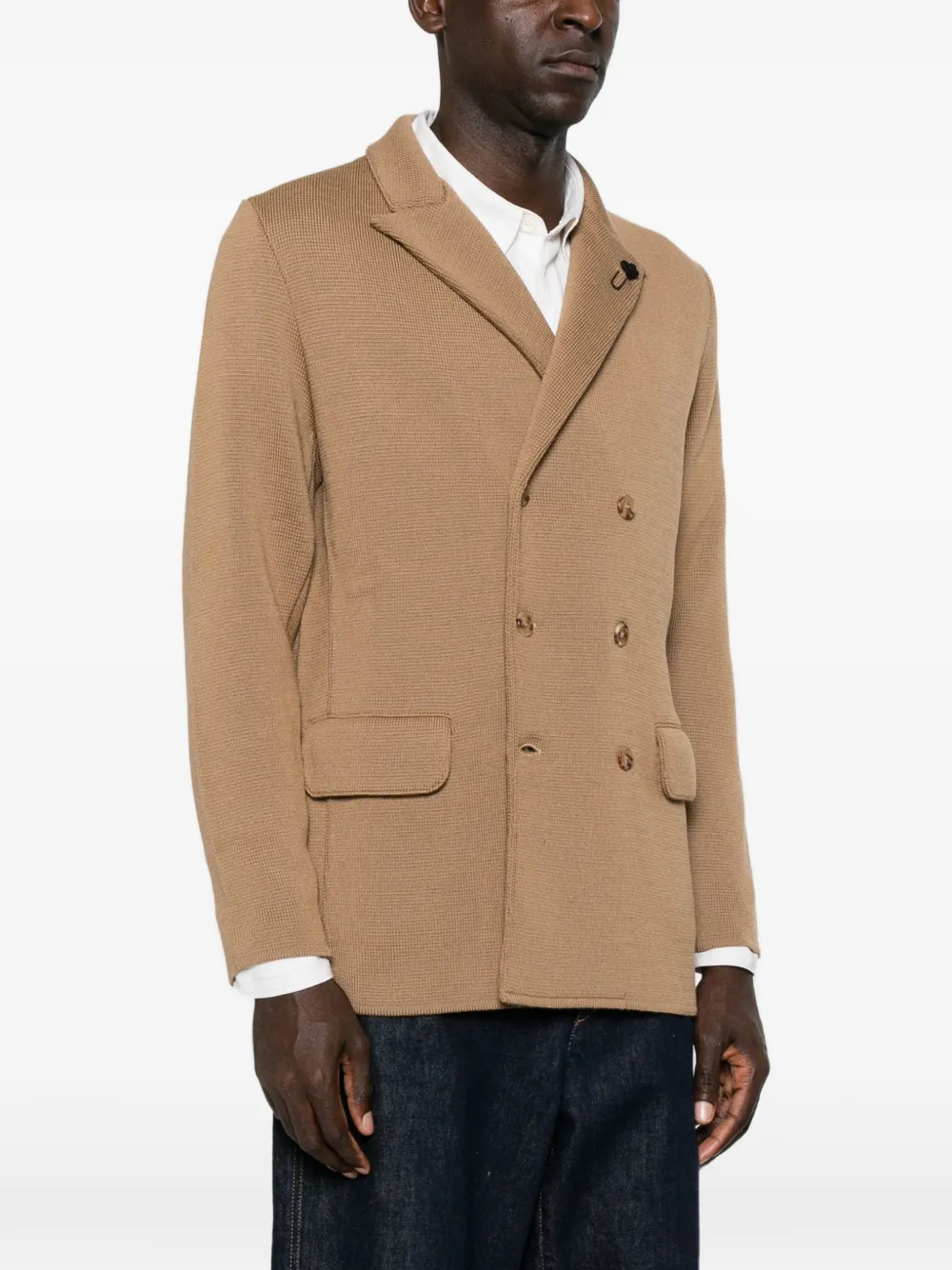 Lardini Jack met puntige revers en dubbele rij knopen Bruin