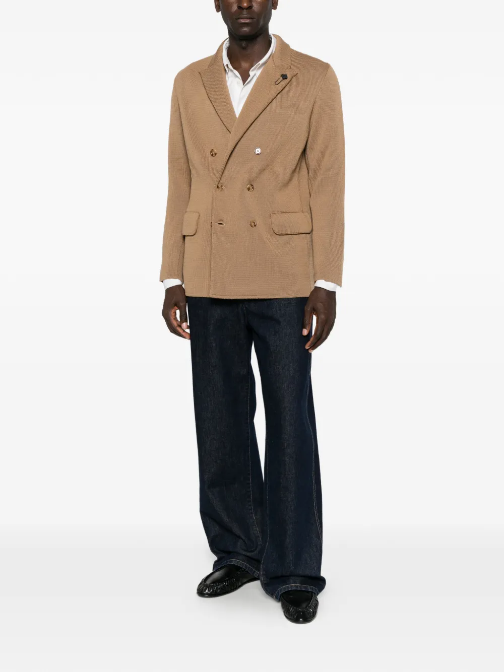 Lardini Jack met puntige revers en dubbele rij knopen Bruin