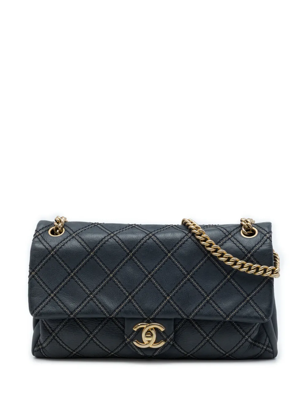 CHANEL Pre-Owned 2014 Jumbo Quilted Iridescent Calfskin Triple Stitched Flap crossbody bag - Blu