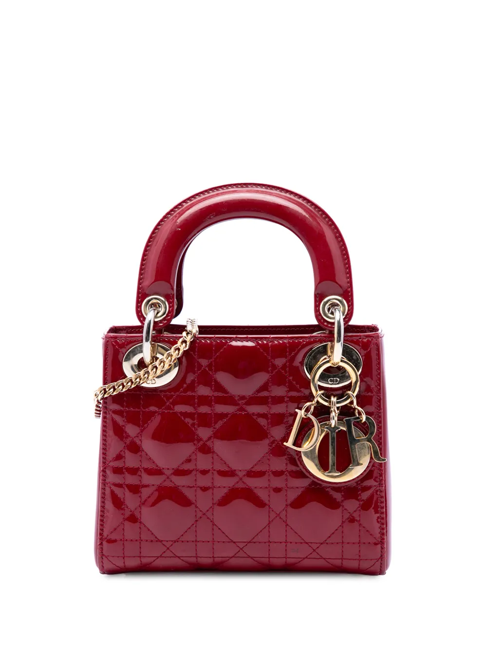 Christian Dior Pre-Owned 2013 mini Cannage Lady Dior Satchel-Tasche aus Lackleder - Rot