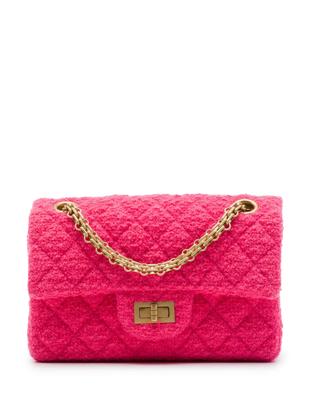 CHANEL Pre-Owned 2020 Mini Quilted Tweed Reissue 2.55 Single Flap 224 shoulder bag - Pink