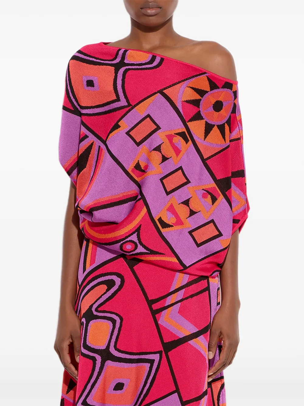 PUCCI Jacquard Draped Top in Pink, view 2